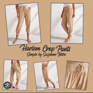 Simple By Suzanne Betro Khaki/Tan Harlem Cropped Pants_Large